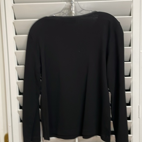 Chico’s Additions, size 2 (12/14). Black Long Sleeve Tee/ rhinestone buttons - Picture 5 of 6